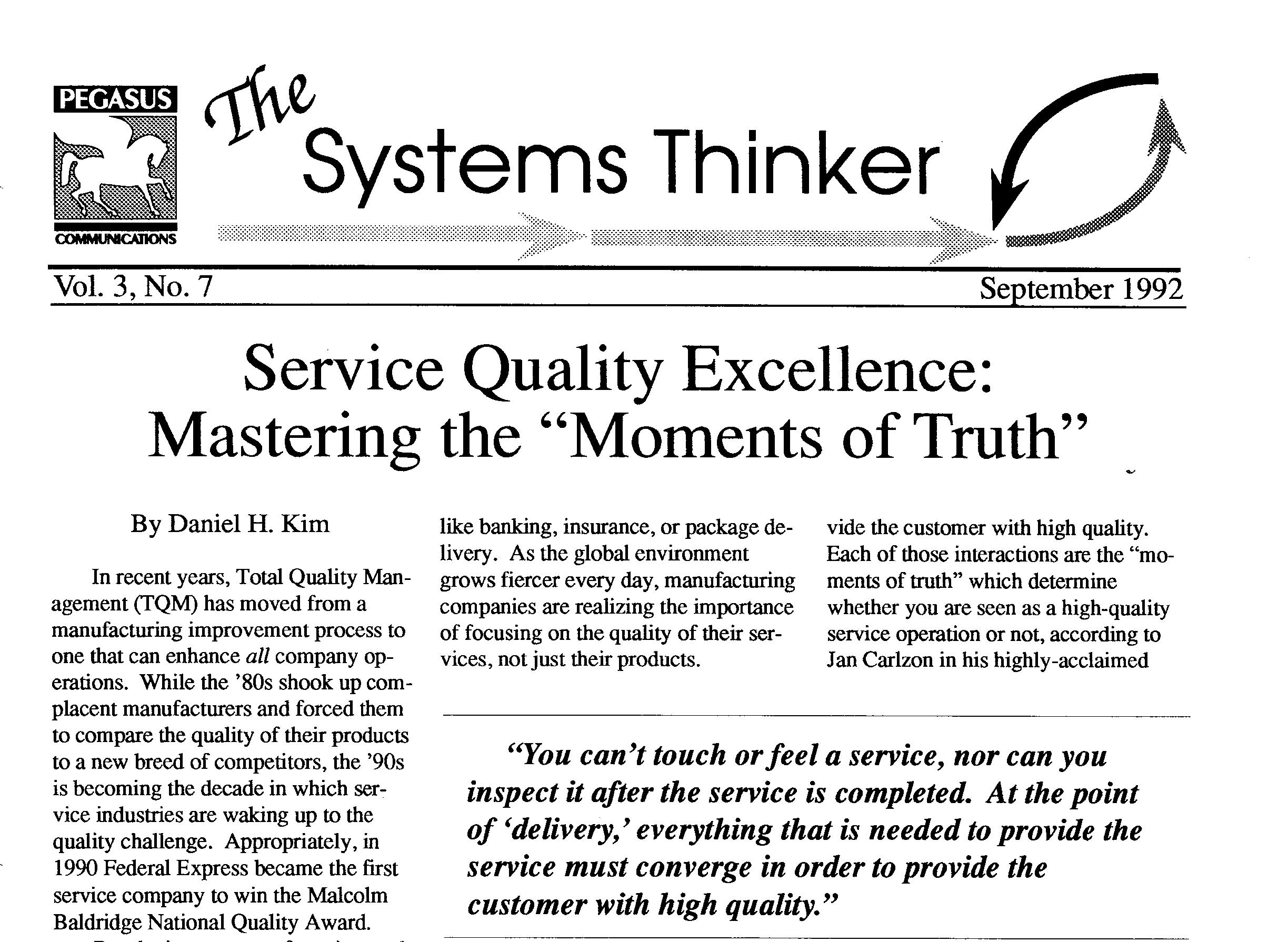 The Systems Thinker – Service Quality Excellence: Mastering the